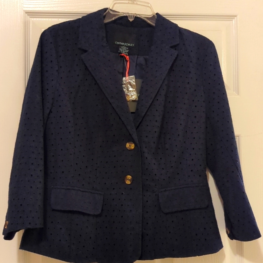 Navy 2/3 Sleeve Cynthia Rowley Jacket
